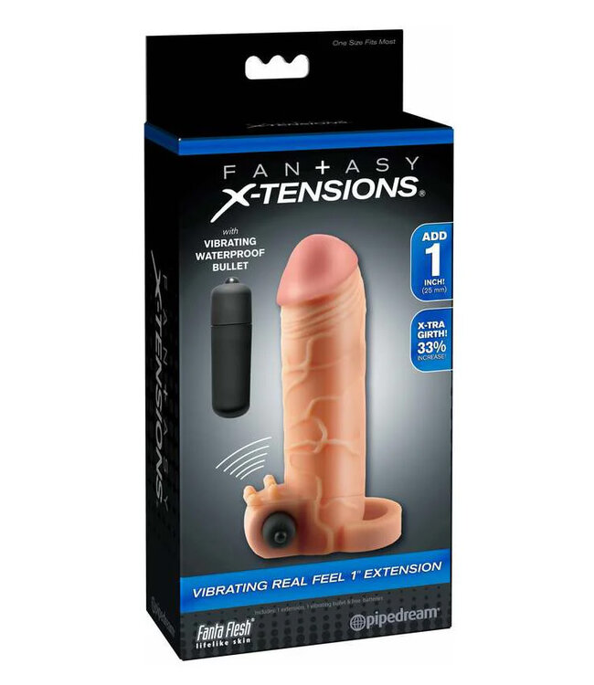 Fantasy X-tensions Vibrating Real Feel 1in Extension With Ball Strap Beige