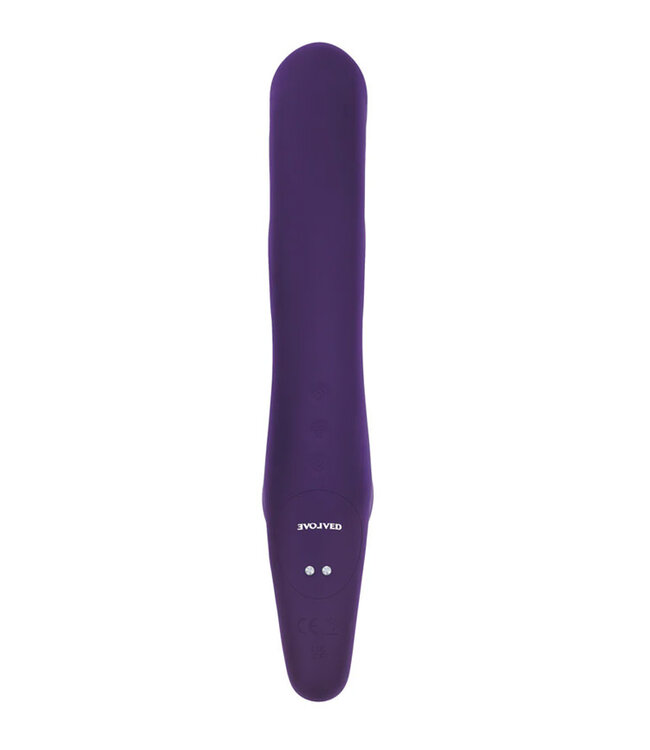 Evolved 2 Become 1 Rechargeable Remote-Controlled Silicone Strapless Strap-On With Suction Purple