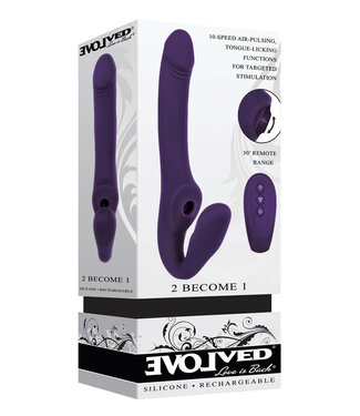 Evolved 2 Become 1 Rechargeable Remote-Controlled Silicone Strapless Strap-On With Suction Purple