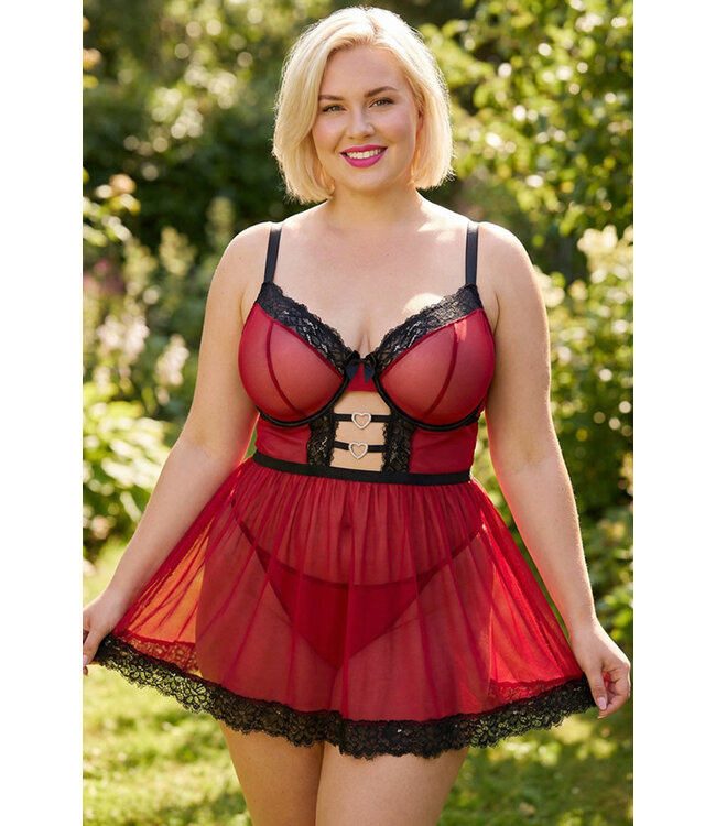 Josie Plus Red/Black Babydoll 2605503X