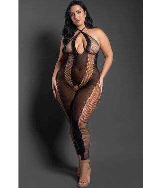 Plus Black Halter Bodystocking SF1020