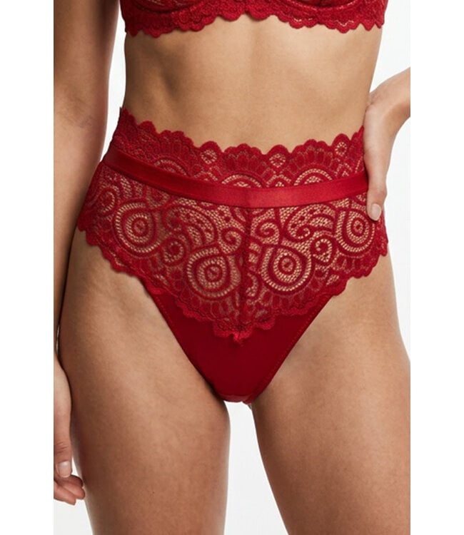 Red High Waisted Lace Panty WP21