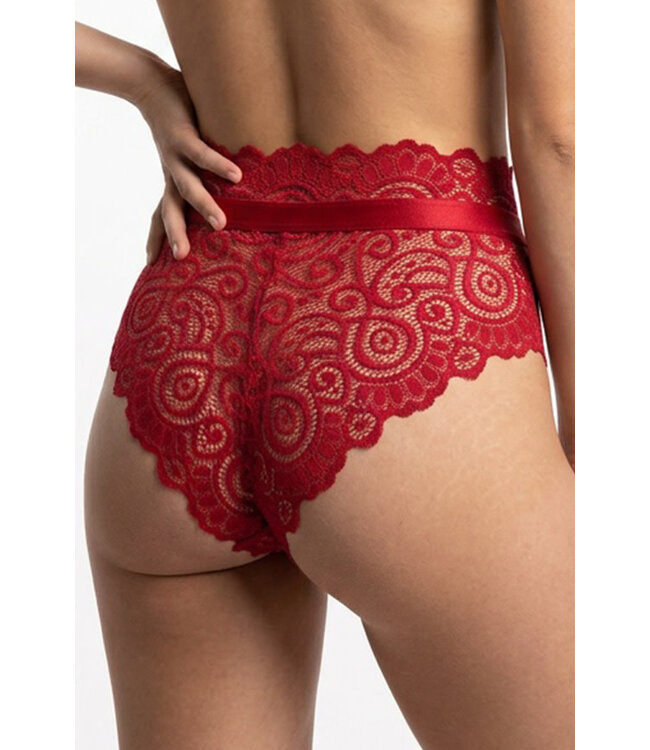 Red High Waisted Lace Panty WP21