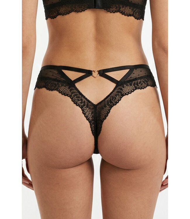 Black Polka Dot Thong 8581