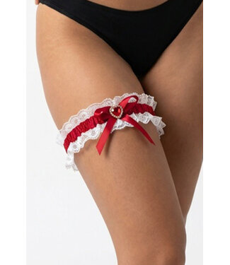 Red/White Lace Leg Garter P2607