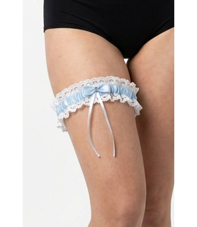 White/ Light Blue Lace Leg Garter PB2607 One Size