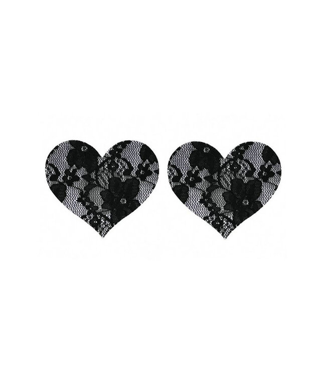 Black Lace Heart Pasties NC098 One Size
