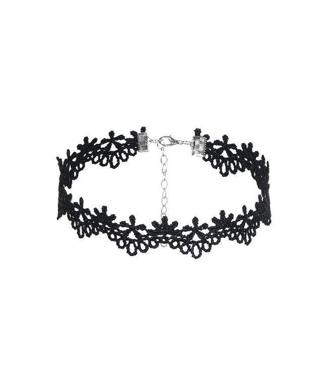 Black Sexy Lace Floral Necklace R82106 One Size