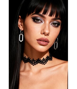 Black Sexy Lace Floral Necklace R82106