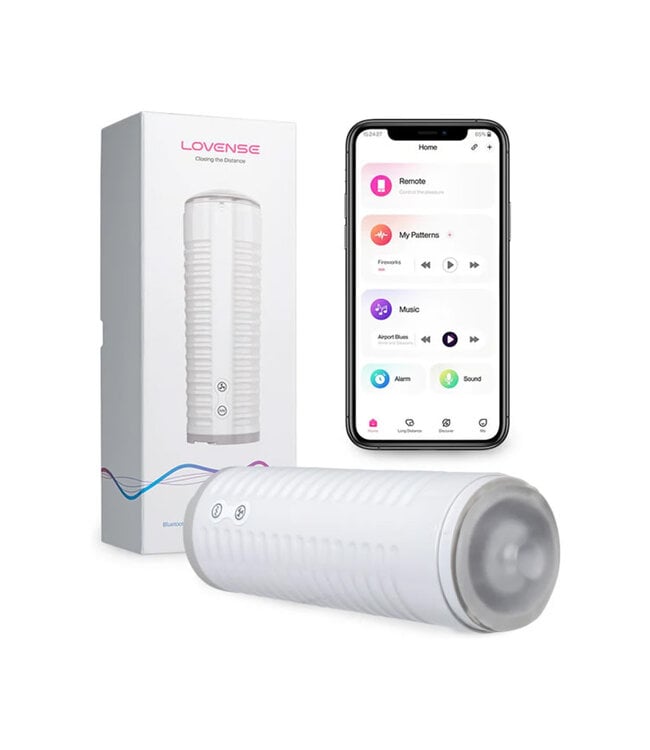 Lovense Max 2 Rechargeable Male Masturbator w/ White Case Clear Sleeve
