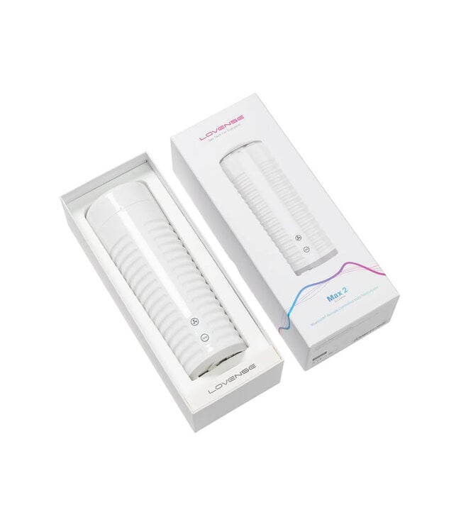 Lovense Max 2 Rechargeable Male Masturbator w/ White Case Clear Sleeve