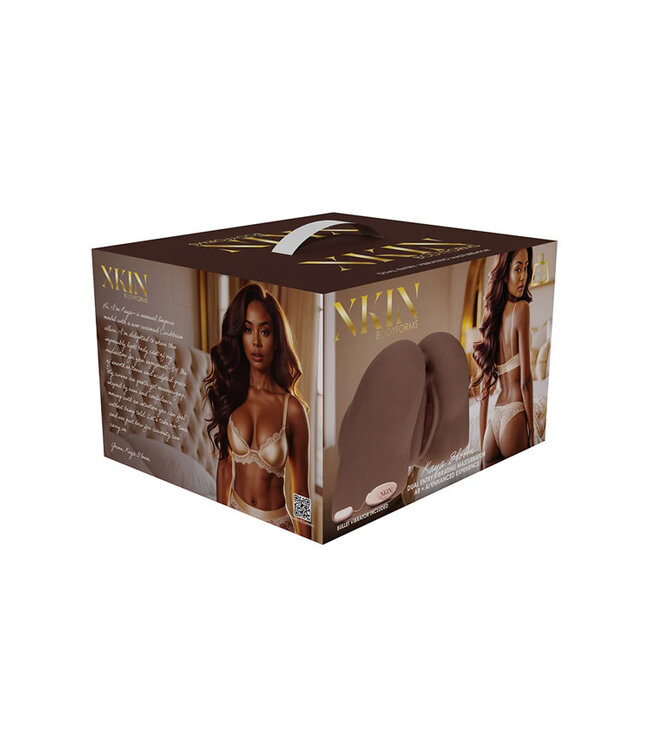 Xkin Bodyforms Kaya Bloom Dual Entry Vibrating Masturbator Brown