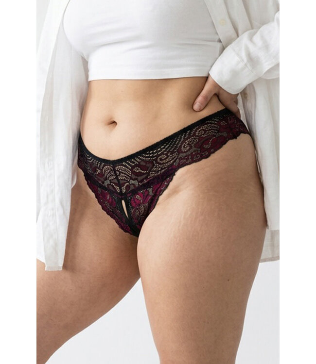 Plus Lace Crotchless Panty 0058