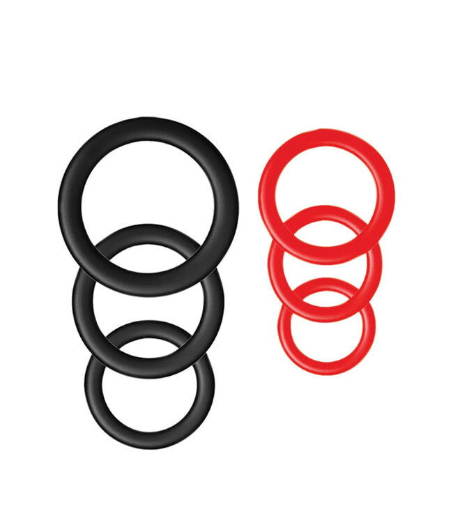 Silicone Ring 6 Pack Red & Black
