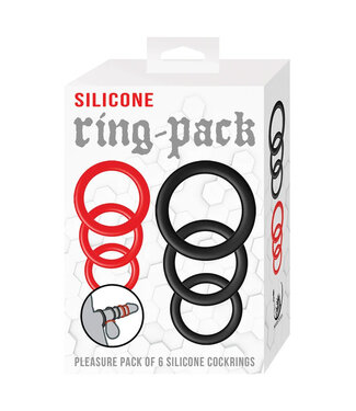 Silicone Ring 6 Pack Red & Black
