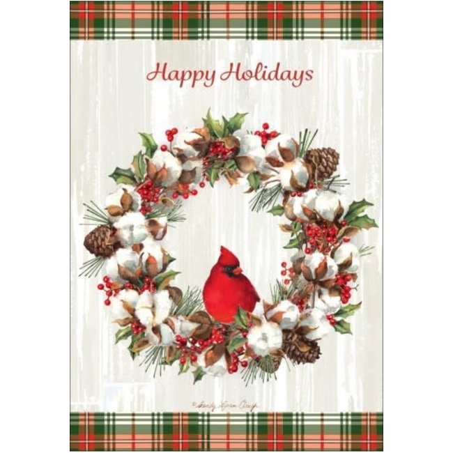 COTTON WREATH + CARDINAL CARD