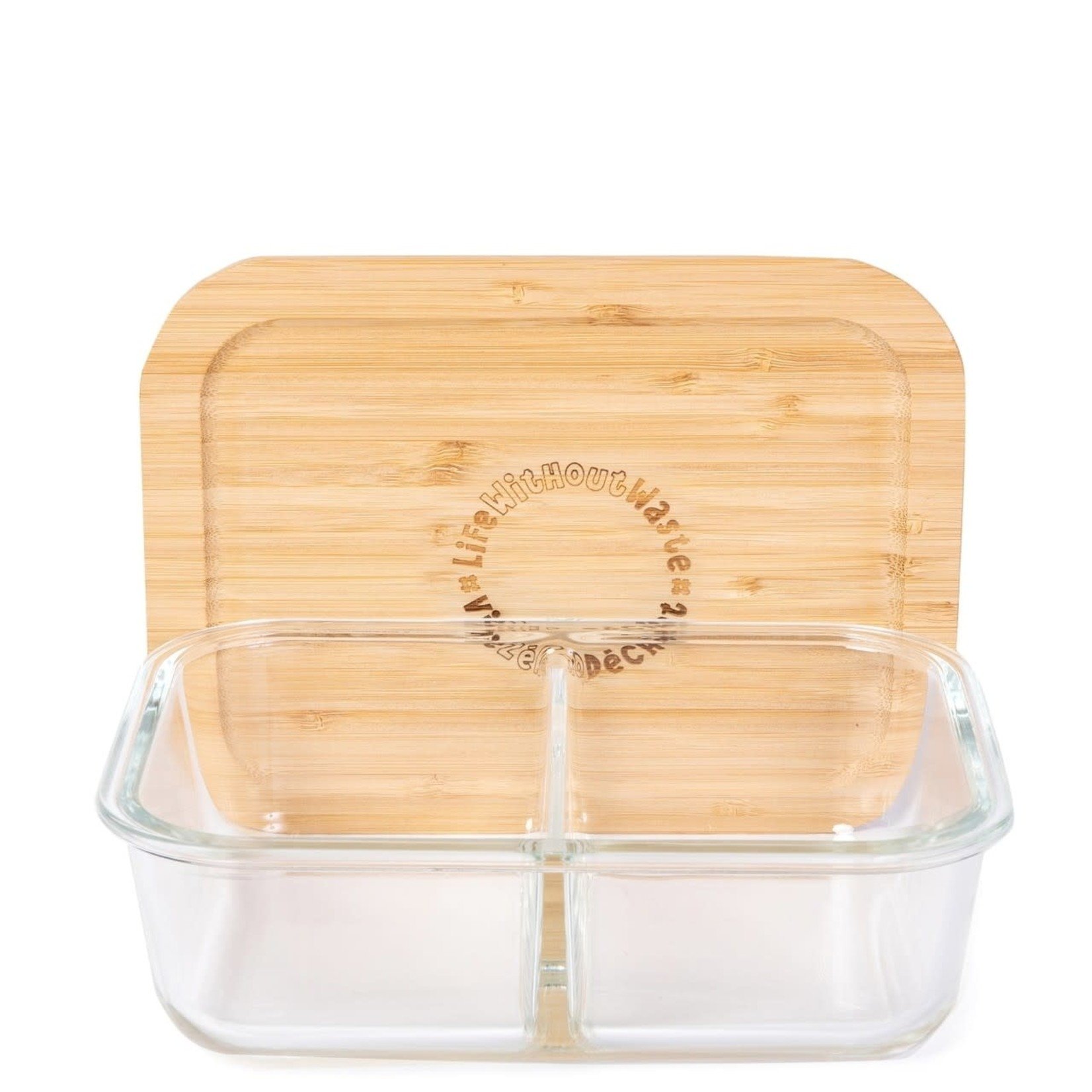 LIFE WITHOUT WASTE DIVIDED GLASS CONTAINER - SMALL 2 COMPARTMENT