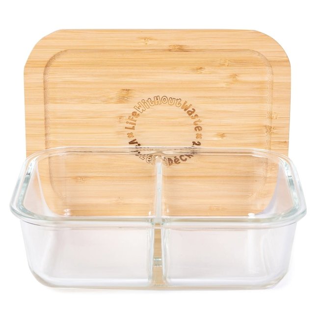 DIVIDED GLASS CONTAINER - LARGE 2 COMPARTMENT