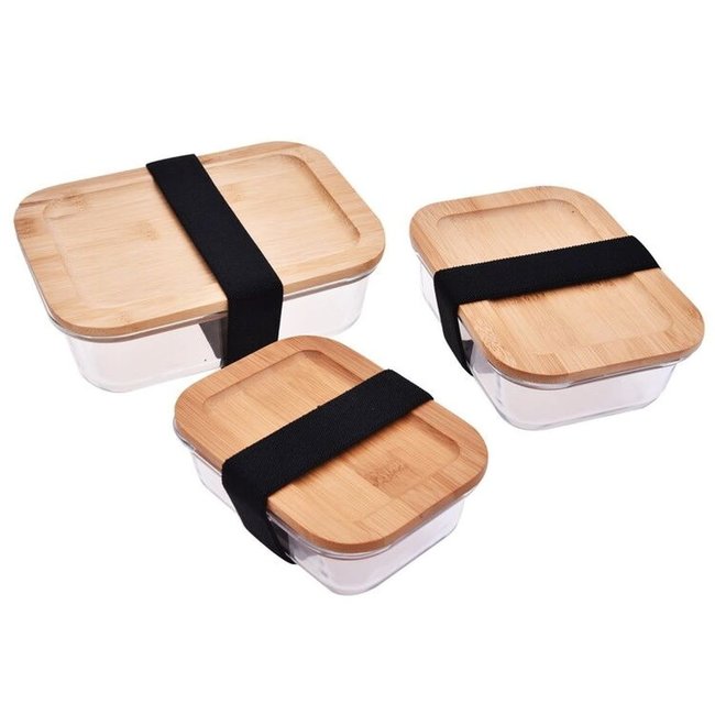 Divided Glass Container Large 2 Compartment Carbon Environmental