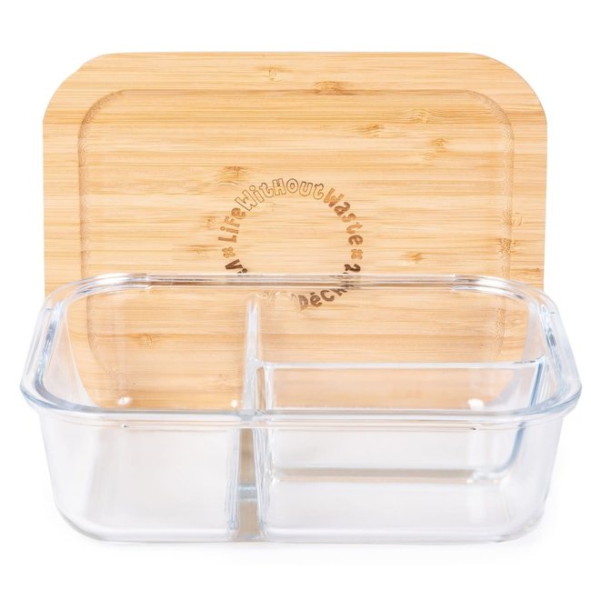 DIVIDED GLASS CONTAINER - LARGE 3 COMPARTMENT