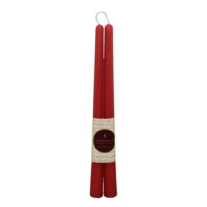 12" BEESWAX TAPER PAIR - RED