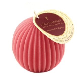 Honey Candles FLUTED BEESWAX SPHERE - PARIS PINK