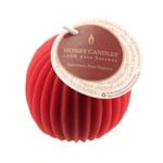 HONEY CANDLES FLUTED BEESWAX SPHERE - RED