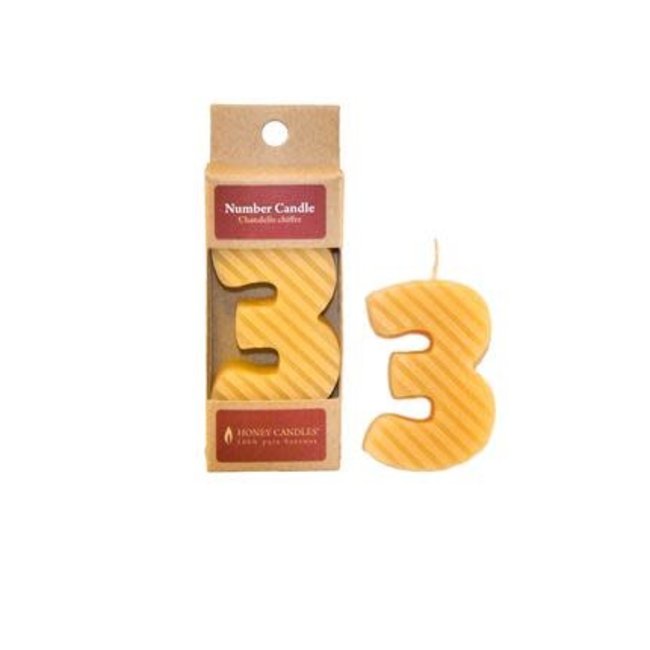 NUMBER 3 BEESWAX CANDLE