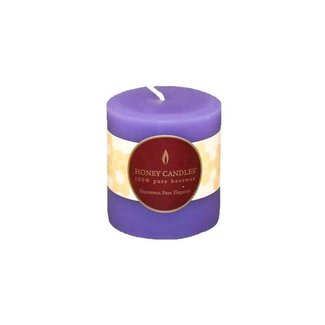 Honey Candles 3" ROUND BEESWAX PILLAR - SPRING CROCUS