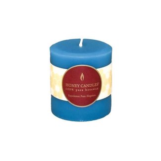 Honey Candles 3" ROUND BEESWAX PILLAR - GLACIER TEAL