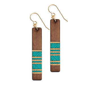 Treeline & Tide Teal Lines Long Earrings