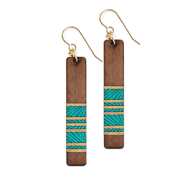 LINES LONG EARRINGS - TEAL