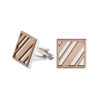 Treeline & Tide Diagonal Lines Maple Cufflinks