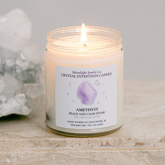 Moonlight Jewels Co. CRYSTAL INTENTION CANDLE - AMETHYST
