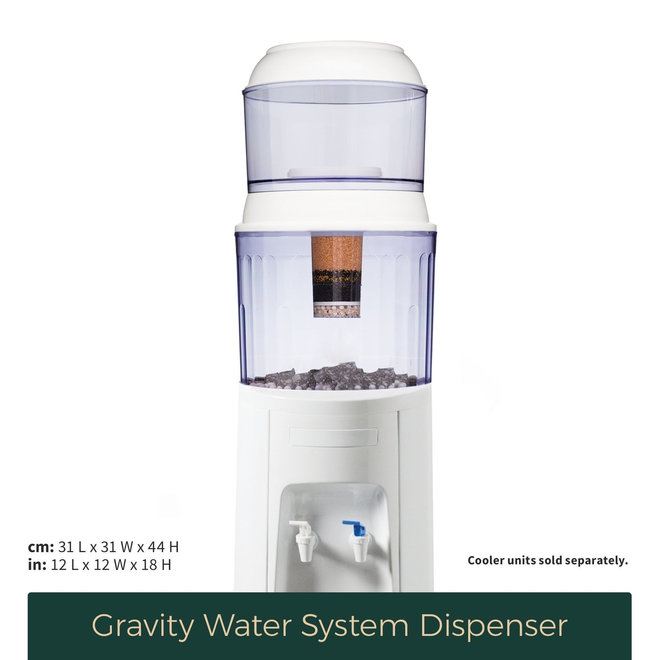 DISPENSER GRAVITY WATER SYSTEM WITH FLOURIDE FILTER