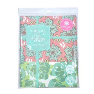 Wrappily Eco Gift Wrap Co. EVERYDAY ECO WRAPPING PAPER - RETRO BLOOM MONSTERA