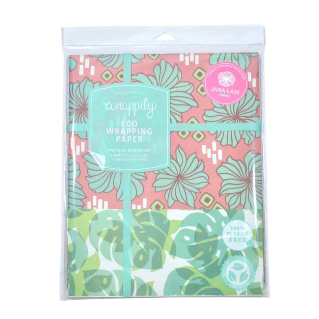 EVERYDAY ECO WRAPPING PAPER - RETRO BLOOM MONSTERA