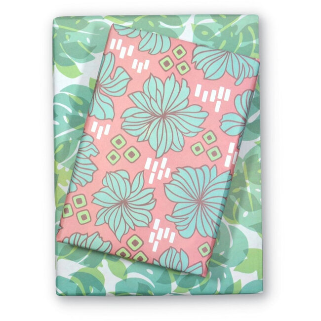 Everyday Eco Wrapping Paper Retro Bloom Monstera Carbon