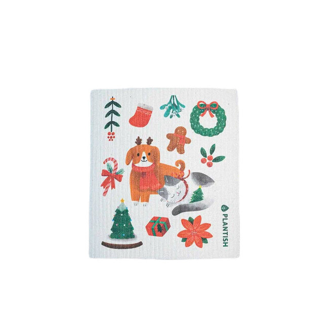 HOLIDAY SWEDISH SPONGE CLOTH - SANTA FRIENDS