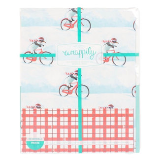 Wrappily Eco Gift Wrap Co. Penguin Bike Holiday Eco Wrapping Paper