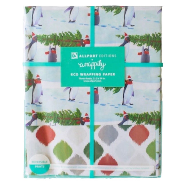 Penguin Tree Holiday Eco Wrapping Paper