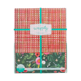 Wrappily Eco Gift Wrap Co. Winter Floral + Red Homespun Plaid Holiday Eco Wrapping Paper