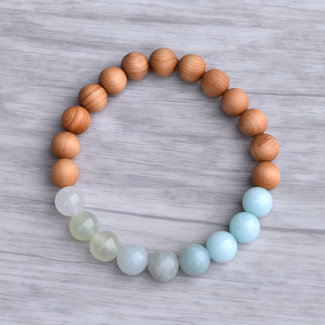 Salt & Moon Sea Breeze Gemstone + Cedar Wood Bracelet