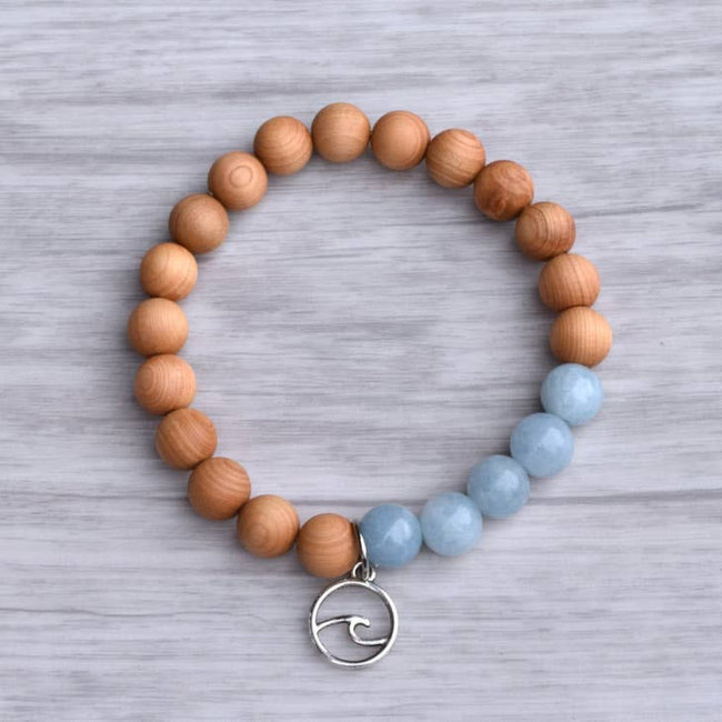 Calm Seas Gemstone + Cedar Wood Bracelet