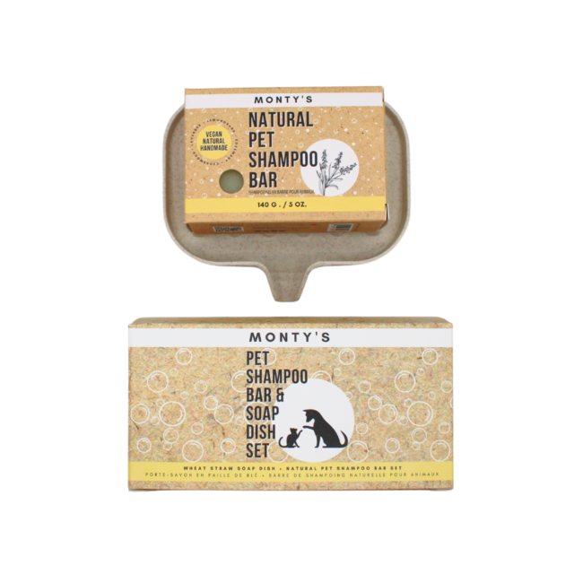 Pet Shampoo Bar + Soap Dish Set