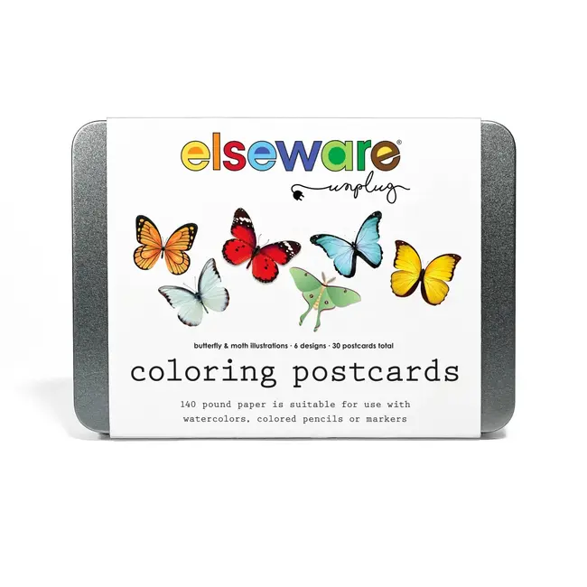 Elsewhere Coloring Postcards | 30-Card Art Set in Tin - Carbon Boutique