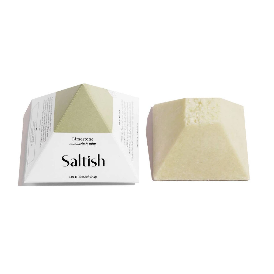 Table Salt Pyrimid Saltish Limestone Sea Salt Pyramid | Mandarin & Mint - Carbon Boutique