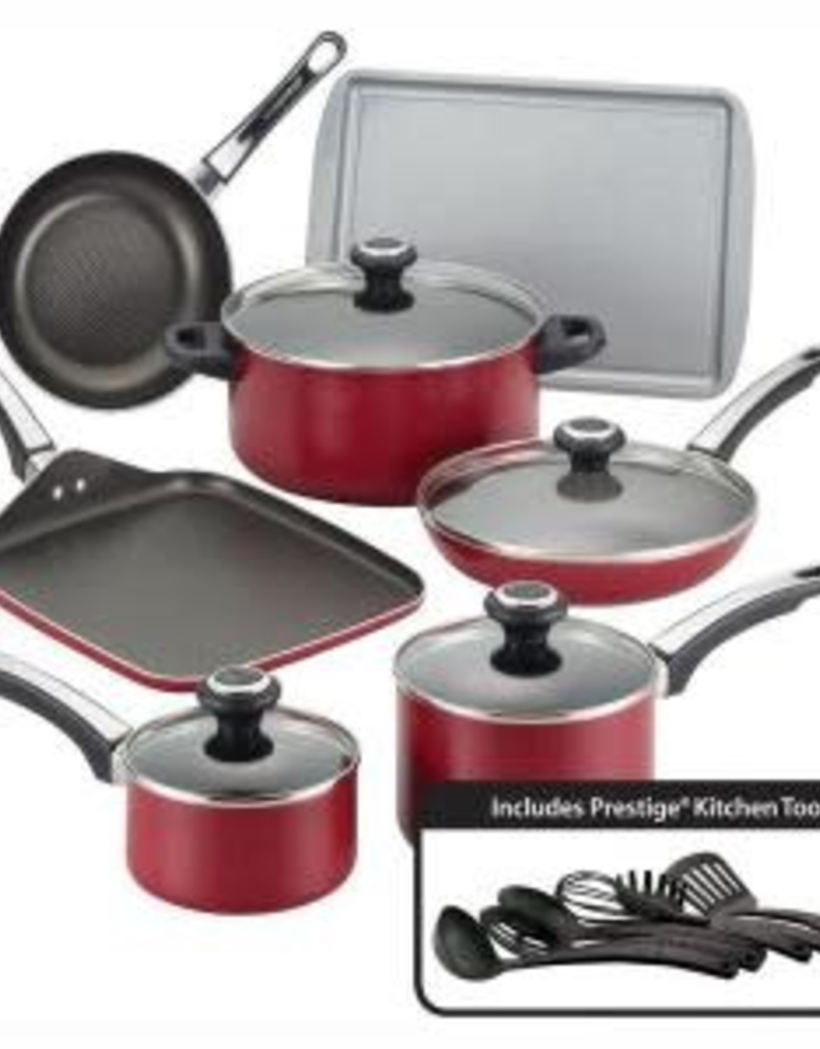 Farberware High Performance 17-Piece Red Cookware Set with Lids
