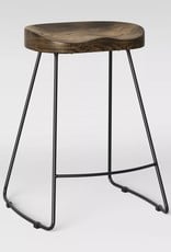 Low back wood and metal bar stool - dark brown/black