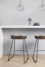 Low back wood and metal bar stool - dark brown/black